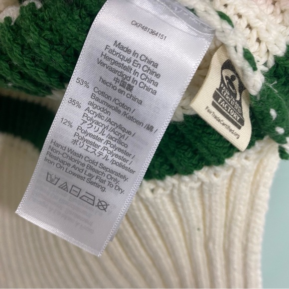 Madewell Marled Wide Rib Mockneck Sweater‎ Knit Striped Green Cream Sz Large - Picture 7 of 8